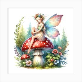 Fairy On A Mushroom 1 Art Print