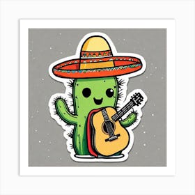 Cactus With Guitar 3 Art Print