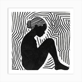 Woman In Black And White 5 Art Print