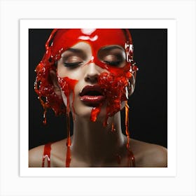 Beautiful Woman With Bloody Face Art Print