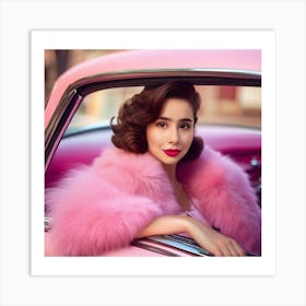 Himanee legendary woman In A Pink Car Art Print