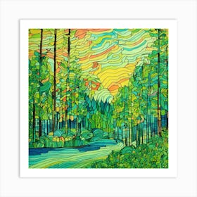 Sunset In The Forest 5 Art Print