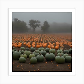 Pumpkins In The Field Art Print