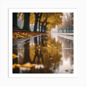 Autumn Reflections, Sycamore Trees Art Print