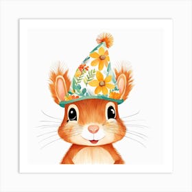 Floral Baby Squirrel Nursery Illustration (25) Art Print