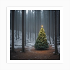 Christmas Tree In The Forest 28 Art Print