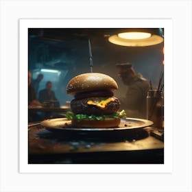 Burger In The Dark Art Print