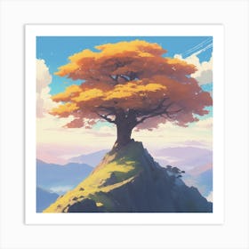 Tree On Top Of A Mountain 6 Art Print