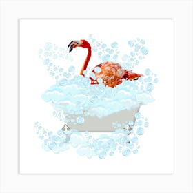 Flamingo in the Tub Art Print