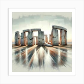 Brush Effect Painting Stonehenge 1 Art Print