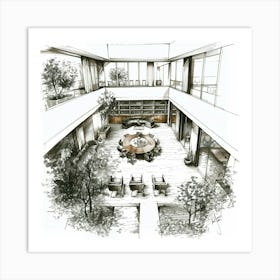 Drawing Of A Dining Room Art Print