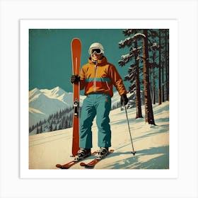 Default Retro Ski 3 Square Art 2 Art Print