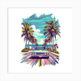 Classic Car On The Road Art Print