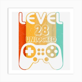 28th Birthday Gifts Level 28 Unlocked Funny Video Gamer Art Print