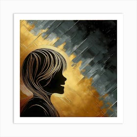 Silhouette Of A Girl Art Print