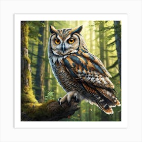 Owl In The Forest 153 Art Print