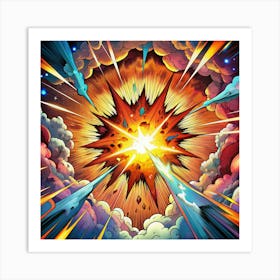 A Comic Book Style Explosion With Bright Colors Art Print