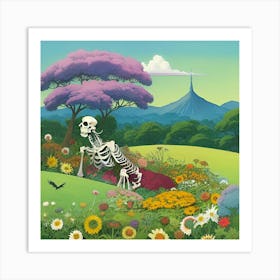 Skeleton In The Meadow Art Print