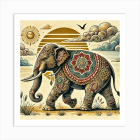 Tattoo Elephant 3 Art Print