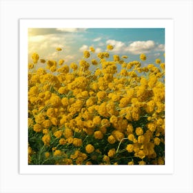 Golden Symphony A Cheerful Field Of Mustard Yellow Flowers Art Print