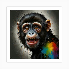 Leonardo Lightning Xl Watercolor Art A Painting Of An Monkey W 3 Art Print