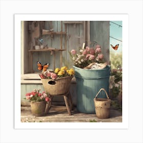 Flowers In The Garden Art Print