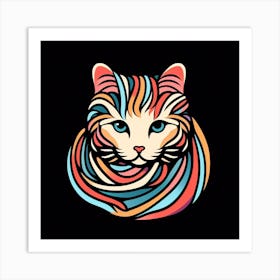 Colorful Cat Head Art Print