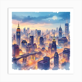 New York City At Night Art Print