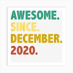 Kids 2 Years Old Gifts Awesome Since December 2020 2nd Birthday Art Print