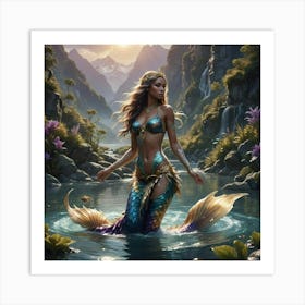 Mermaid out of the river Art Print