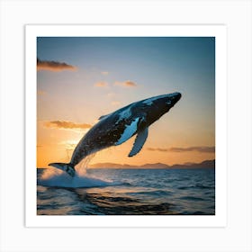 Humpback Whale Leaping Out Of The Water 7 Art Print