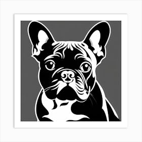 French Bulldog, Black and white illustration, Dog drawing, Dog art, Animal illustration, Pet portrait, Realistic dog art Art Print