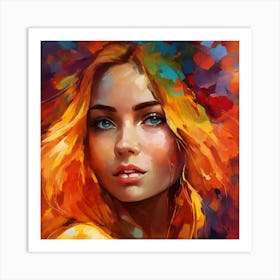 Beautiful Portrait Of A Girl With Bright Hair Art Print