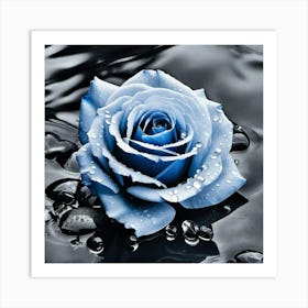 Blue Rose In Water 4 Art Print