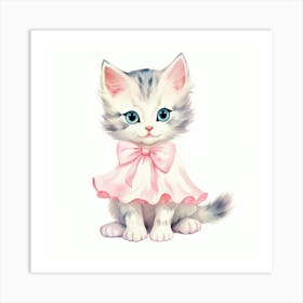 Cute Kitten In A Pink Dress Art Print