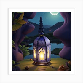 Lantern In The Night Art Print