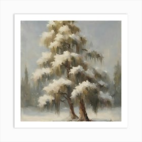 Pine Tree In Snow Art Print