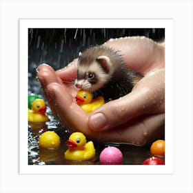 Ferret In The Rain Art Print