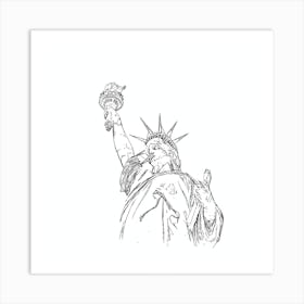 Statue Of Liberty Pencil Sketch Art Print