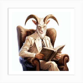 Goat Reading A Book 7 Art Print