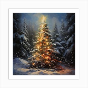 Christmas Tree In The Forest Art Print