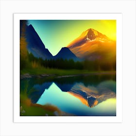 Sunset In The Mountains Art Print