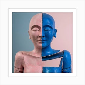 DECONSTRUCTED BLUE AND PINK FIGURE 4 Art Print