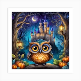Owl In A Castle Art Print