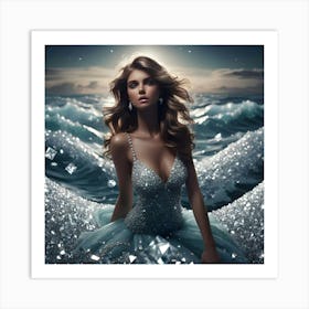 Lady In A Sea Of Diamonds 2 Art Print