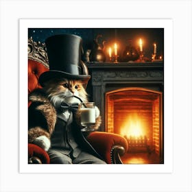 Cat In Top Hat 3 Art Print