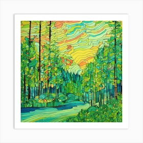 Sunset In The Forest 4 Art Print