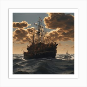 Ship In The Sea Art Print