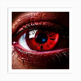 Red Eye Human Close Up Pupil Iris Vision Gaze Look Stare Sight Close Macro Detailed Ru Art Print
