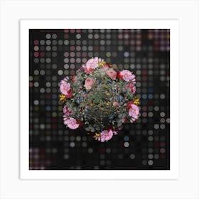 Vintage Rose of the Hedges Flower Wreath on Dot Bokeh Pattern Art Print